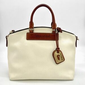 Dooney & Bourke White Pebble Grain Domed Leather Satchel Zip Shoulder Strap $358